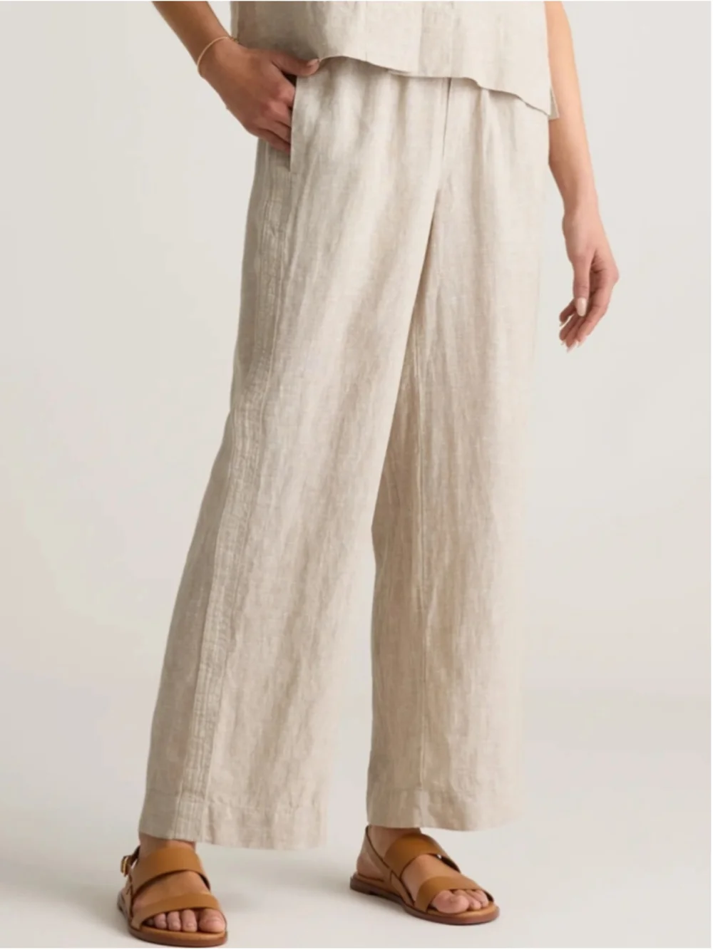 Quince Natural Wide-Leg Linen Pants